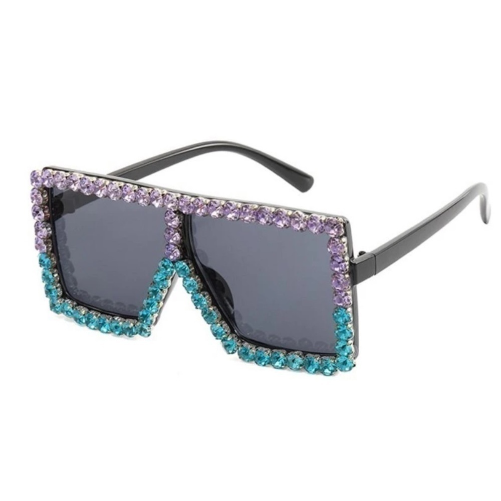 Square Irregular Rhinestone Sunglasses. NWT